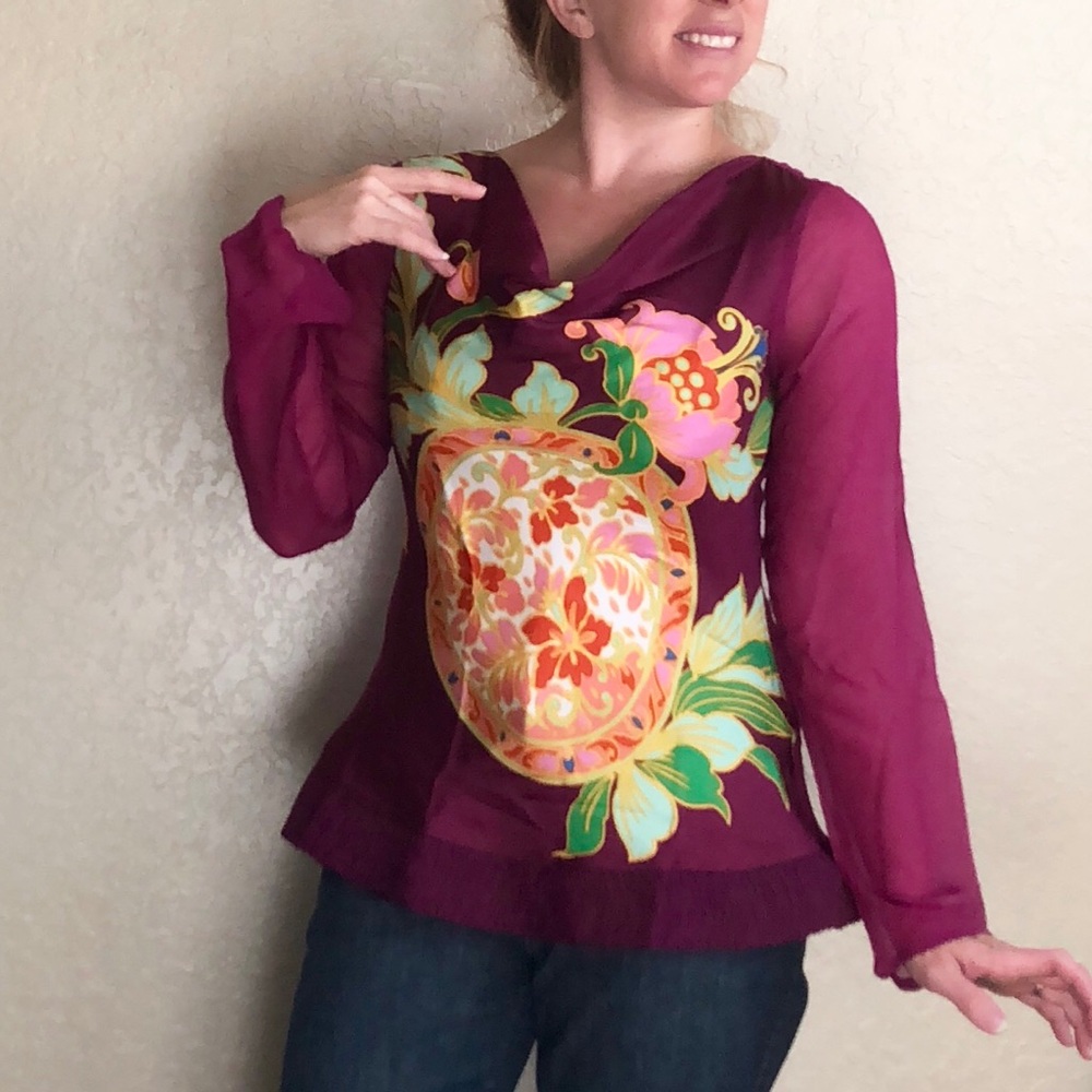Stella Forest Anthropologie floral silk top